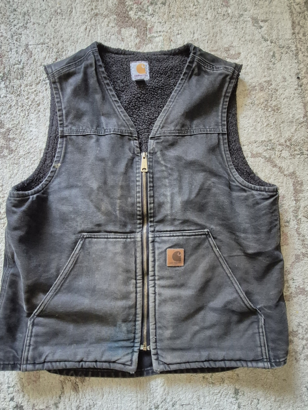 Carhartt Kids Black Sherpa-Lined Zip Vest